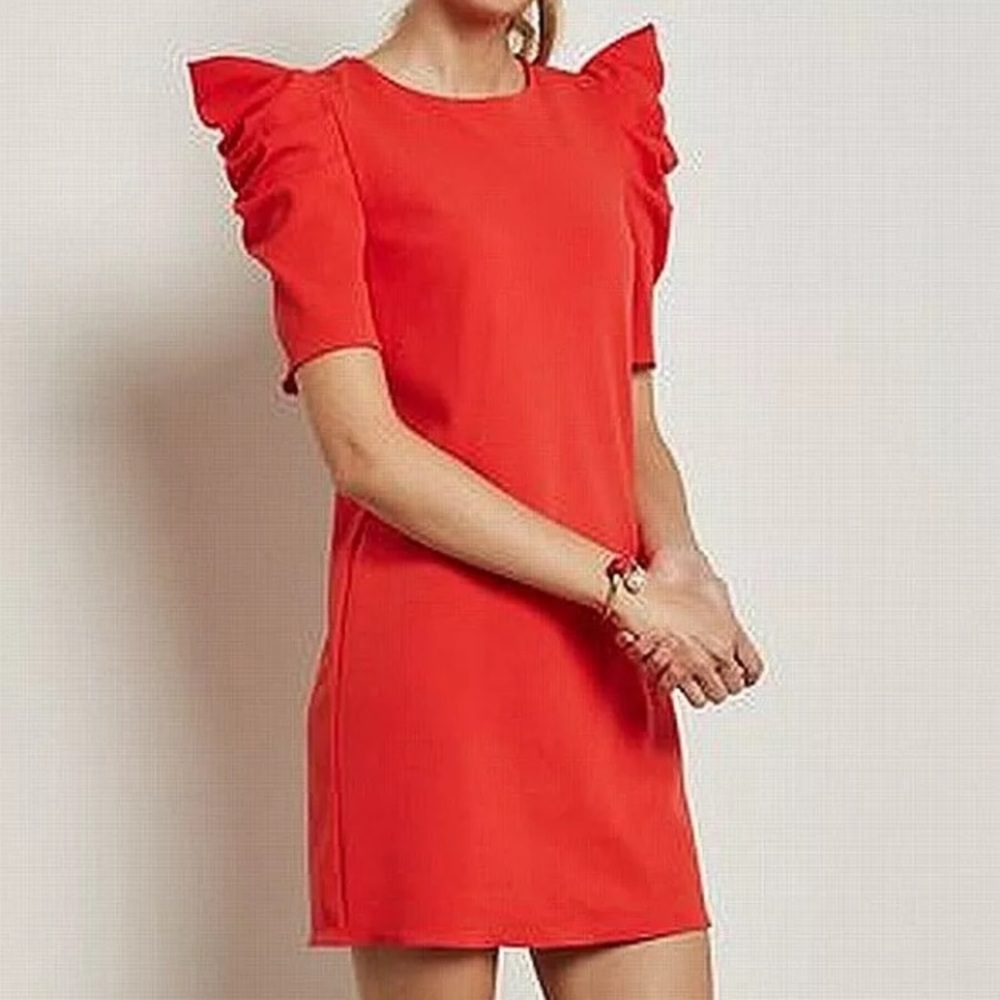 Miss Selfridge red exaggerated sleeve dress